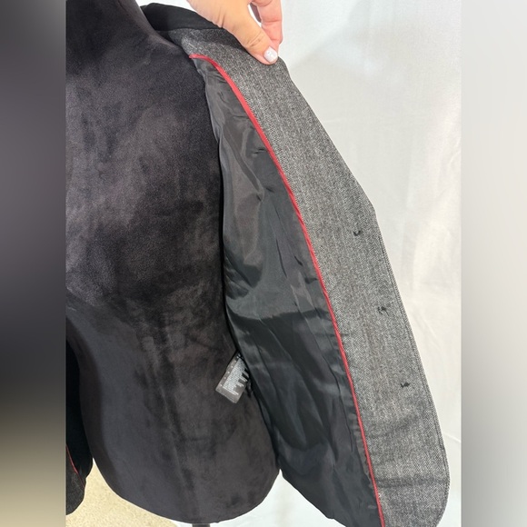 H&M Gray Herringbone Fitted Blazer Jacket Women’s 2 Business Casual Work‎ Office - Picture 9 of 15